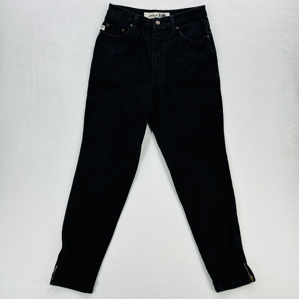 X-AM Jeans Juniors 11 Black High Rise Tapered Ankle Zip Stretch Denim Pants